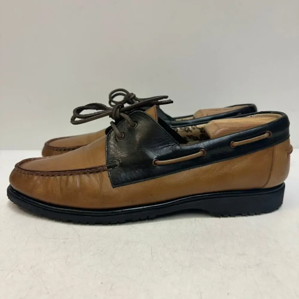 FULLY RESOLED Gucci Boat Shoes Brown Black Made in Italy Vintage EU 45 US 11.5